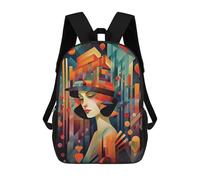 sinyumoney Abstract Art Deco Woman Mochila Escolar Para Niñas Y Niños, Mochilas De Gran Capacidad, Mochilas Ligeras Para Niños Y Estudiantes 17inch