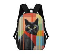 sinyumoney Abstract Cat Mochila Escolar Infantil Impresa En 3D 17inch Mochilas Escolares Para Niños, Estilo Casual Y Moderno, Mochilas De Viaje De Alta Capacidad