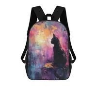 sinyumoney Abstract Cat Painting Artwork Mochila Escolar Impresa En 3D 17inch Mochila Escolar Infantil Mochilas De Viaje Mochila Informal De Moda Para Niños Y Estudiantes