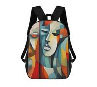 sinyumoney Abstract Cubism Faces Art Mochila Escolar Para Niñas Y Niños, Mochilas De Gran Capacidad, Mochilas Ligeras Para Niños Y Estudiantes 17inch