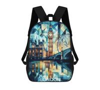 sinyumoney Abstract Cubist London Skyline with Iconic Landmarks Mochilas Para Niños Mochila Escolar Mochila Escolar Impresa En 3D Para Niños Estudiantes De Primaria Y Secundaria 17inch
