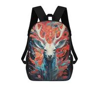 sinyumoney Abstract Deer Portrait with Floral Elements Mochila Infantil, Mochila Escolar Impresa En 3D, Mochila Para Niños Y Niñas, Mochila Escolar Ajustable Para La Escuela Primaria 17inch