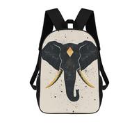 sinyumoney Abstract Elephant Vector Portrait with Golden Tusks Mochila Escolar Para Niños Con Impresión 3D, Mochila Moderna Para Niños Y Niñas, Mochila Informal Para Estudiantes. 17inch