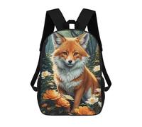 sinyumoney Abstract Ethereal Whiskers Mochila Escolar Infantil Impreso 3D Para Niños, Mochilas de Viaje, Librerías, Mochilas Escolares, The Fox And The Flowers, 17"