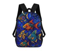sinyumoney Abstract Fantasy #61 - Colorful Fish Stained Glass Style Mochilas Para Niños Mochila Escolar Mochila Escolar Impresa En 3D Para Niños Estudiantes De Primaria Y Secundaria 17inch
