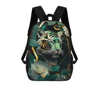 sinyumoney Abstract Gold Green Tiger Mochila Escolar Infantil Con Impresión 3D, Mochila Escolar Informal Para Niños De Primaria Y Secundaria 17inch