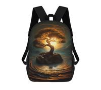 sinyumoney Abstract Golden Tree in A Vortex Mochila Escolar Infantil Impresa En 3D Para Niños, Mochilas De Viaje, Bolsas Para Libros Para Niños Estudiantes De Primaria 17inch
