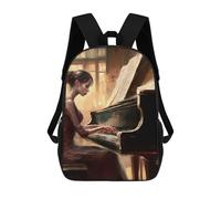 Sinyumoney Abstract Jazz Music Mochila Niño, Mochila Impresa 3D Para Niños Y Adolescentes, Playing Piano, 17"