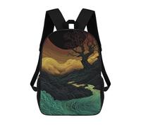 sinyumoney Abstract Landscape with River Mochila Escolar Mochilas Escolares Para Niñas Y Niños Mochila Con Bolsillo Mochila Escolar De Moda Mochila Infantil 17inch