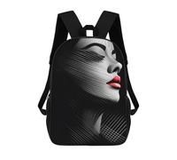 sinyumoney Abstract Line Portrait Art Mochila, Mochila Infantil, Mochila Escolar Para Estudiantes, Mochila Para Libros, Mochila Escolar Impresa En 3D Para Niños Y Niñas 17inch