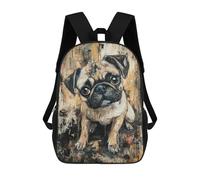sinyumoney Abstract Pug Art Print Mochila Escolar Impresa En 3D 17inch Mochila Escolar Infantil Mochilas De Viaje Mochila Informal De Moda Para Niños Y Estudiantes