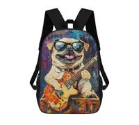 sinyumoney Abstract Pug Playing Guitar Art Print Mochilas Infantiles Mochila Escolar Impresa En 3D Para Niños Mochilas De Viaje Bolsas Para Libros Para Niños 17inch Mochila Escolar