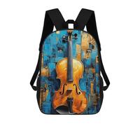 sinyumoney Abstract Violin Painting Gold And Blue Mochila Escolar/de Negocios, Resistente, Para Portátil, Para Adolescentes, Chicos, Mujeres Y Hombres 17inch
