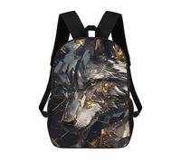 sinyumoney Abstract Wolf with Golden Accents Mochila De Trabajo Para Portátil, Mochila Para Hombres, Mujeres Y Adolescentes 17inch