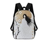 sinyumoney Abstract Woman with Flowers And Golden Sun Mochilas Para Niños Mochila Escolar Mochila Escolar Impresa En 3D Para Niños Estudiantes De Primaria Y Secundaria 17inch