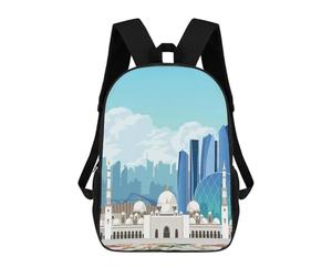 sinyumoney Abu Dhabi Travel Print Mochila Escolar Para Niñas Y Niños, Mochilas De Gran Capacidad, Mochilas Ligeras Para Niños Y Estudiantes 17inch