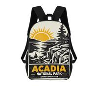 sinyumoney Acadia National Park Vintage Poster Mochila Escolar Resistente Al Agua, Mochila Escolar De Negocios Para Hombres/mujeres 17inch