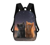sinyumoney Adorable Kitten Duo Mochila Escolar De 17 Pulgadas Para Adolescentes, Con Estampado 3D, Ajustable Y Con Bolsillos, Ideal Para Niños, Niñas Y Estudiantes.