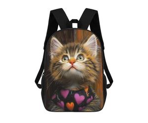 sinyumoney Adorable Kitten in Heart Sweater -1 17inch Mochilas Escolares Impresas En 3D, Mochilas Escolares De Moda Para Niños De Primaria Y Secundaria