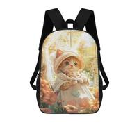 sinyumoney Adorable Kitten Window View Mochila Escolar De 17 Pulgadas Para Adolescentes, Con Estampado 3D, Ajustable Y Con Bolsillos, Ideal Para Niños, Niñas Y Estudiantes.