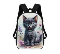 sinyumoney Adorable Kitten with Flowers Mochila Escolar Infantil Impresa En 3D Para Niños, Mochila De Viaje De Alta Capacidad, Mochilas Para Libros De 17 Pulgadas Para Niños