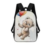 sinyumoney Adorable Teddy Bear Balloons Illustration Mochila Escolar Para Secundaria, Mochila Informal Para Niñas Y Adolescentes 17inch