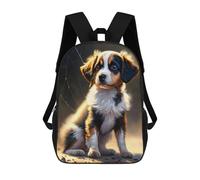 sinyumoney Adorable Tri-Color Puppy Portrait Mochila Escolar Secundaria Informal Para Viajes Para Niños/niñas/adolescentes 17inch