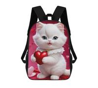 sinyumoney Adorable Valentine's Day Kitten Mochila Escolar Impresa En 3D 17inch Mochilas De Moda Para Niños, Mochilas Escolares Para Niños De Primaria Y Secundaria