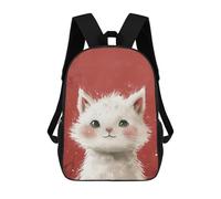 sinyumoney Adorable White Kitten Illustration Mochila Escolar Para Secundaria Y Preparatoria. Mochila Informal Para Adolescentes, Chicas, Chicos, Mujeres Y Hombres. 17inch