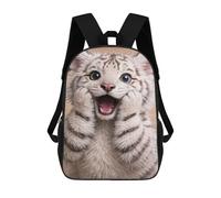 sinyumoney Adorable White Tiger Cub Portrait Mochilas Para Niños 17inch Mochila Escolar Mochila Escolar Impresa En 3D Para Niños De Primaria Y Secundaria