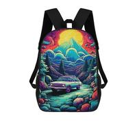 sinyumoney Adventure Car in Fantasy Forest Mochilas Para Niños 17inch Mochila Escolar Mochila Escolar Impresa En 3D Para Niños De Primaria Y Secundaria