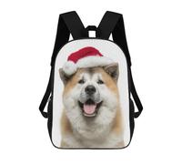 sinyumoney Akita Dog Wearing Santa Hat Mochilas Impresas En 3D Para Niños, Mochila Escolar, Mochila Informal Para Exteriores, Mochila Informal De Moda Para Niños, Lindas Bolsas De Viaje 17inch