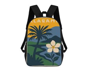 sinyumoney Alabama State Illustration with Palm Tree Mochila Escolar Grande Resistente Al Agua Para Portátil Para La Escuela/trabajo/viajes 17inch
