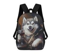 sinyumoney Alaskan Malamute Wine Master Mochila Escolar Impresa En 3D 17inch Mochilas De Moda Para Niños, Mochilas Escolares Para Niños De Primaria Y Secundaria