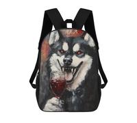 sinyumoney Alaskan Malamute with Red Wine Glass Mochilas Para Niños 17inch Mochila Escolar Mochila Escolar Impresa En 3D Para Niños De Primaria Y Secundaria