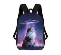 sinyumoney Alien Cat Encounter Mochila Escolar Infantil Impresa En 3D Para Niños, Mochila De Viaje De Alta Capacidad, Mochilas Para Libros De 17 Pulgadas Para Niños