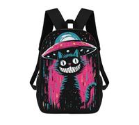 sinyumoney Alien Cat Invasion Art Print Mochila Escolar Impresa En 3D 17inch Mochila Escolar Infantil Mochilas De Viaje Mochila Informal De Moda Para Niños Y Estudiantes