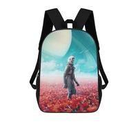 sinyumoney Alien in A Poppy Field Mochila Infantil Para Niñas, Mochila Escolar 3D, Mochila Para Niños Pequeños, Mochila Informal De Día, Mochila Escolar De Moda 17inch