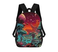 sinyumoney Alien Landscape with Astronauts -1 Mochila Escolar Para Niños Y Niñas, Mochila Informal De Viaje, Mochila De Gran Capacidad Para El Día A Día 17inch