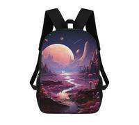 sinyumoney Alien Landscape with Pink Trees Mochila Escolar Infantil De 17 Pulgadas Con Estampado 3D De Películas De Anime Para Niños, Mochila De Viaje, Mochila Escolar Infantil