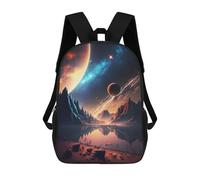sinyumoney Alien Landscape with Planets -5 Mochila Infantil Para Niñas, Mochila Escolar 3D, Mochila Para Niños Pequeños, Mochila Informal De Día, Mochila Escolar De Moda 17inch