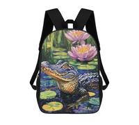sinyumoney Alligator in Lily Pond Mochila Escolar Ligera Para Aeropuerto Y Universidad Para Estudiantes. Mochila Para La Escuela/trabajo/viajes 17inch