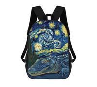 sinyumoney Alligator in Starry Night Style Mochilas Para Niños, Mochilas Escolares Personalizadas En 3D Para Niños Y Niñas, Mochilas Escolares Grandes, Mochilas Informales Para El Día A Día 17inch