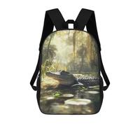 sinyumoney Alligator in Swamp Mochila Escolar Resistente Al Agua Para Computadora, Ideal Para Campus, Actividades Al Aire Libre, Viajes Y Deportes 17inch