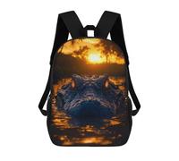 sinyumoney Alligator in Water at Sunset Mochilas Escolares, Mochilas Para Portátil, Mochilas Para Camping, Aventuras Al Aire Libre Y Viajes Diarios 17inch