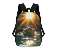 sinyumoney Alligator in Water with Sunburst Mochila Escolar, Mochila De Negocios, Mochila Impermeable Para Libros Para Hombres, Mujeres Y Adolescentes 17inch