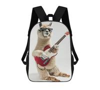 sinyumoney Alpaca Guitar Mochilas Para Niños 17inch Mochila Escolar Mochila Escolar Impresa En 3D Para Niños De Primaria Y Secundaria
