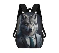 sinyumoney Alpha Wolf in Suit -1 Mochilas Para Niños Mochila Escolar Mochila Escolar Impresa En 3D Para Niños Estudiantes De Primaria Y Secundaria 17inch
