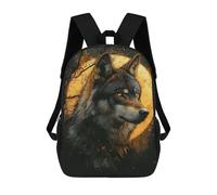 sinyumoney Alpha Wolf Under Full Moon Mochila Escolar Impermeable Para Computadora Para Niñas, Niños Y Adolescentes 17inch