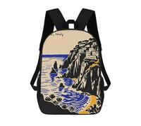 sinyumoney Amalfi Coast Italy Illustration Mochila De Negocios Resistente Para Portátil Para Niñas, Niños Y Adolescentes 17inch